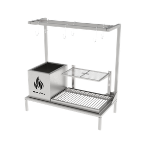 Churrasqueira Hotbox Parrilla para Alvenaria - 1 Firebox + 1 Grelha Uruguaia + Kit Tendal