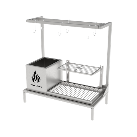 Churrasqueira Hotbox Parrilla para Alvenaria - 1 Firebox + 1 Grelha Uruguaia + Kit Tendal