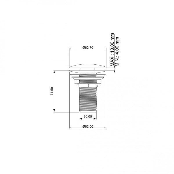 Válvula de Escoamento 7/8” para Lavatório Click Up Premium Vp1022 Ducon Metais - 3