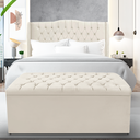 Ver imagem 1 de Kit Cabeceira e Calçadeira Baú Dubai Casal 140 Cm - Veludo Bege Claro