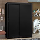 Ver imagem 1 de Guarda-Roupa Solteiro Madesa Denver 2 Portas de Correr Preto Cor:Preto