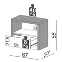 Ver imagem 2 de Mesa de Cabeceira Kiev com 1 Gaveta Cor Freijo com Off White - 57711