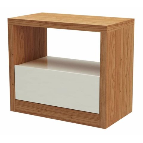 Mesa de Cabeceira Kiev com 1 Gaveta Cor Freijo com Off White - 57711