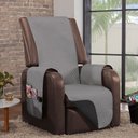 Ver imagem 2 de Capa Protetora de Poltrona 1 Lugar Impermeável Dupla Face: Cinza e Preto