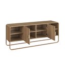 Ver imagem 4 de Rack Sala Orgânico 150cm 2 Portas Prateleiras e Pés em Metal Cor:hanover com Dourado