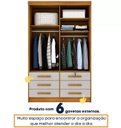 Ver imagem 2 de Guarda Roupa Solteiro com Espelho 2 Portas de Correr 6 Gavetas 133cm Chicago Cinamomo/Off White - TCIL Móveis
