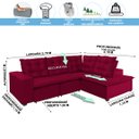 Ver imagem 4 de Sofá de Canto Montreal Retrátil, Reclinável, 4 Lugares 2,70x2,10 Metros, Chaise Fixo, Pillow Top, Ve