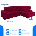 Ver imagem 3 de Sofá de Canto Montreal Retrátil, Reclinável, 4 Lugares 2,70x2,10 Metros, Chaise Fixo, Pillow Top, Ve