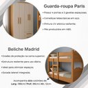Ver imagem 6 de Kit Quarto Beliche Madrid 2 Camas + Guarda-Roupa Paris 4 Portas com 2 Colchões - Nature Off White