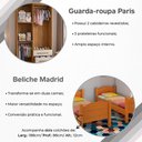 Ver imagem 5 de Kit Quarto Beliche Madrid 2 Camas + Guarda-Roupa Paris 4 Portas com 2 Colchões - Nature Off White