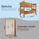 Ver imagem 3 de Kit Quarto Beliche Madrid 2 Camas + Guarda-Roupa Paris 4 Portas com 2 Colchões - Nature Off White