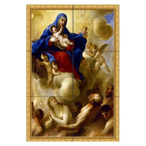 Quadro Nossa Senhora do Carmo com Almas do Purgatório 60x40 em Azulejos