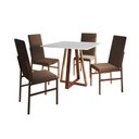 Ver imagem 4 de Conjunto de Jantar Mesa Mônaco Premium 90cm Branca com 4 Cadeiras Estofadas Marrom Base Cobre Preto