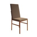 Ver imagem 2 de Conjunto de Jantar Mesa Mônaco Premium 90cm Branca com 4 Cadeiras Estofadas Marrom Base Cobre Preto