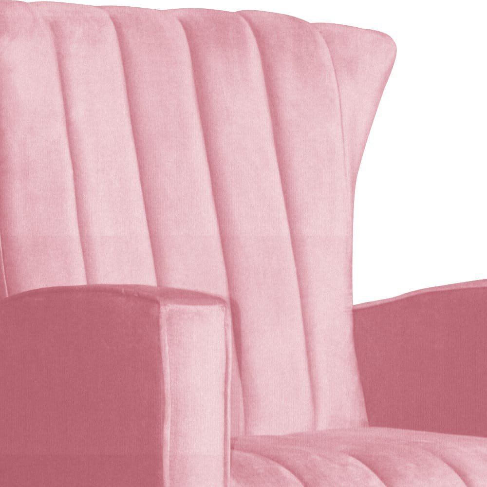 Kit Poltrona De Amamentação Balanço + Puff Suede Rosa - Belliv Decor - 4