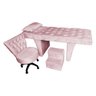 Kit Maca Estética Capitonê com Mocho e Escadinha 80 Cm Marrom Slk Decor Reta Rosa Claro - 1