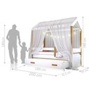 Ver imagem 4 de Cama Montessori com Auxiliar Cordão LED e Dossel - Branco Branco