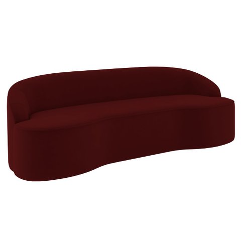 Sofá 3 Lugares para Sala de Estar Living 180cm Theo D06 Veludo Bordô - Mpozenato