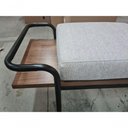 Ver imagem 2 de Banco Madeira Estofado Almofadas Tecido Bege Pés Metal Preto 1,45x0,46x0,50mt