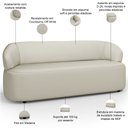 Ver imagem 4 de Sofá 3 Lugares Orgânico Sala de Estar Living 170cm Carmen F04 Couríssimo Off White - Lyam Decor