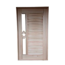 Porta Pivotante Ripada Losango Eucalipto 2,13x1,27 Frainer Pivotante Ripada Visor Losango - 1