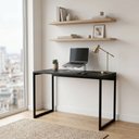Ver imagem 4 de Escrivaninha Slim Moderna Retangular Industrial Resistente Base de Aço Preto/pé Preto - Lh Móveis