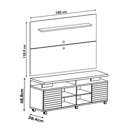 Rack Jasmin 2 Portas Deslizantes com Painel Dala para TV de até 70” Carvalho Europeu/Amarula - PR Mó - 7