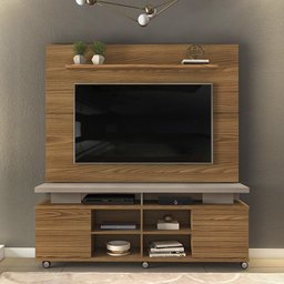 Rack Jasmin 2 Portas Deslizantes com Painel Dala para TV de até 70” Carvalho Europeu/Amarula - PR Mó - 2