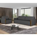 Ver imagem 2 de Conjunto Sofá 3 Lugares 223cm e Poltrona 98cm Amaranto M22 Linho Cinza Escuro - Mpozenato