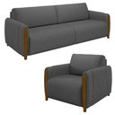 Ver imagem 1 de Conjunto Sofá 3 Lugares 223cm e Poltrona 98cm Amaranto M22 Linho Cinza Escuro - Mpozenato