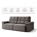 Ver imagem 3 de Sofá Retrátil Reclinável 3 Lugares Bulgaria Tecido Suede American Prime 1,90m Espuma D33 Cinza