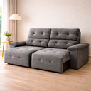 Ver imagem 2 de Sofá Retrátil Reclinável 3 Lugares Bulgaria Tecido Suede American Prime 1,90m Espuma D33 Cinza