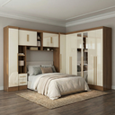 Ver imagem 1 de Guarda Roupa Casal Modulado 4 Peças 12 Portas 5 Gavetas com Espelho e Cabeceira 100% MDF Smart Cinam