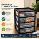 Ver imagem 7 de Organizador Gaveteiro 4 Gavetas Multiuso Mesa Bancada Preto Documentos Maquiagem Bijuterias Acessori