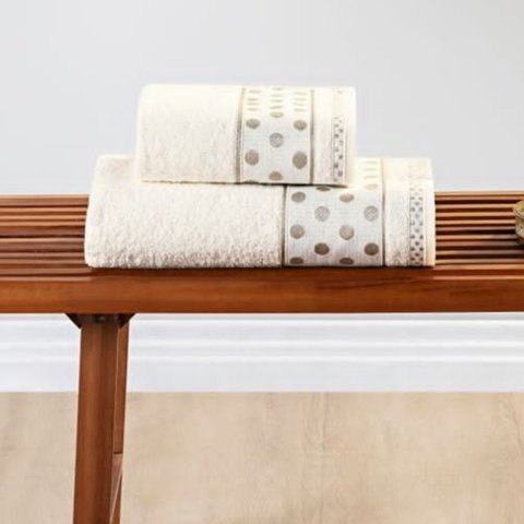 Jogo Toalha Banho Rosto 5 Peças 100% Algodão Gigante Peti Poá:palha