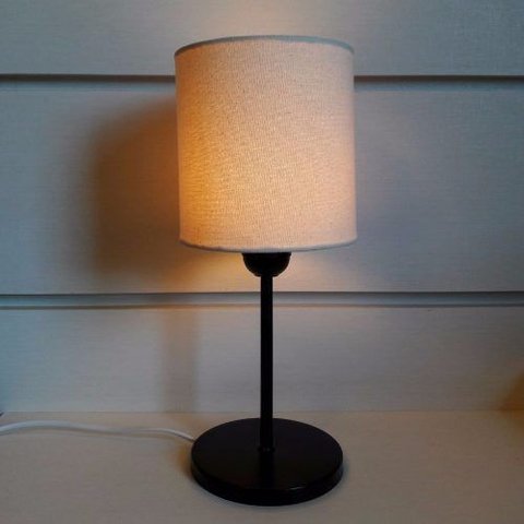 Abajur Cabeceira Para Quarto Cilíndrico Vivare Md-2010 Cúpula em Tecido - Bivolt - Preta / Algodão C