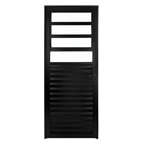 Porta de Giro Alumínio Preto Basculante Veneziana 04V Maxx - 210x90 - Esquerda
