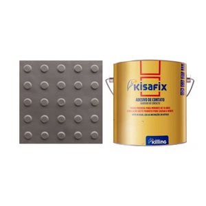 Piso Tátil Alerta Cinza 25x25cm Pvc Kit 20pçs + 2 Cola 750g