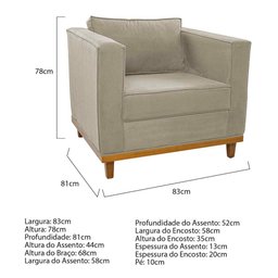 Poltrona Decorativa Europa Corano Bege AM Decor - 5