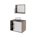 Ver imagem 2 de Conjunto Balcão C-cuba R30 e Espelheira Soft 600 Carvalho Dark C-branco Chess