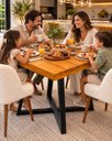 Ver imagem 2 de Mesa de Jantar Quadrada 70cm em Madeira Maciça e Pé de Ferro 4 Lugares