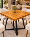 Ver imagem 1 de Mesa de Jantar Quadrada 70cm em Madeira Maciça e Pé de Ferro 4 Lugares