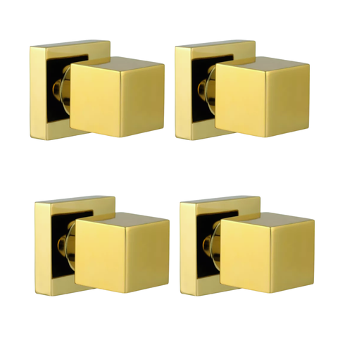 Kit Acabamento para Registro Base Deca Quadrado de 1/2 ou 3/4 com 4 Unidades Dourado Brilhante