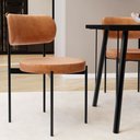 Ver imagem 2 de Kit 06 Cadeiras Estofadas para Sala de Jantar Louvre L02 Couríssimo Canela - Lyam Decor