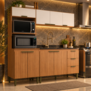 Ver imagem 1 de Cozinha Modulada Bia 183cm 8 Portas 3 Gavetas Freijó/Off White - J Carvalho