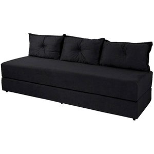 Sofá Cama Bicama 3 Lugares Casal Sofanete Suede Preto