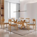 Ver imagem 2 de Sala de Jantar Mesa Startampo Laqueado e 6 Cadeiras Moderna Quartzo/laq Off/cinam. Imbuia