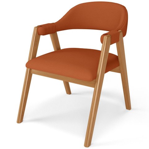 Cadeira de Jantar e Estar Living Estofada Nadja L02 Linho Terracota - Lyam Decor