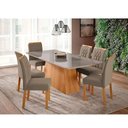 Ver imagem 1 de Mesa para Sala de Jantar Helena 210 X 100 Cm e 6 Cadeiras Juliana Wood Cimol Madeira/off White/madei