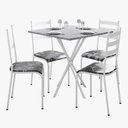 Ver imagem 1 de Kit Mesa Diamante 541 Sala de Jantar 4 Cadeiras Pés Tubular Floral/branco